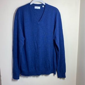 Men’s Merino Wool V Neck Sweater Blue Size Large EUC Toscano Firenze